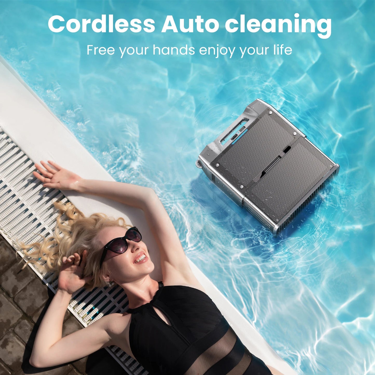 24-Hour Robotic Pool Surface Cleaner with Remote Control and Smart Obstacle Avoidance ai-techworld