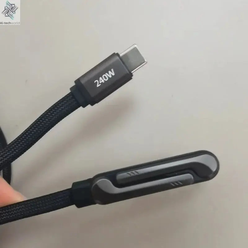 240W 90° Elbow Phone Holder Data Cable Foldable Type C To Type C Fast Charging Cable Data Wire For iPhone 17 Pro Xiaomi Samsung Ai-TechWorld 