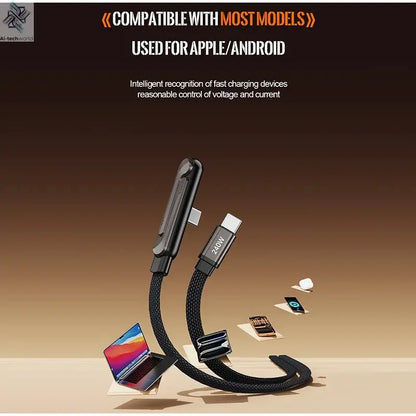 240W 90° Elbow Phone Holder Data Cable Foldable Type C To Type C Fast Charging Cable Data Wire For iPhone 17 Pro Xiaomi Samsung Ai-TechWorld 