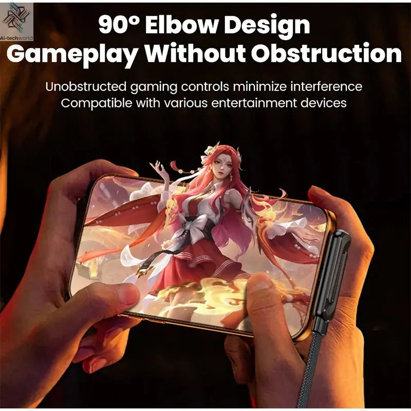 240W 90° Elbow Phone Holder Data Cable Foldable Type C To Type C Fast Charging Cable Data Wire For iPhone 17 Pro Xiaomi Samsung Ai-TechWorld 