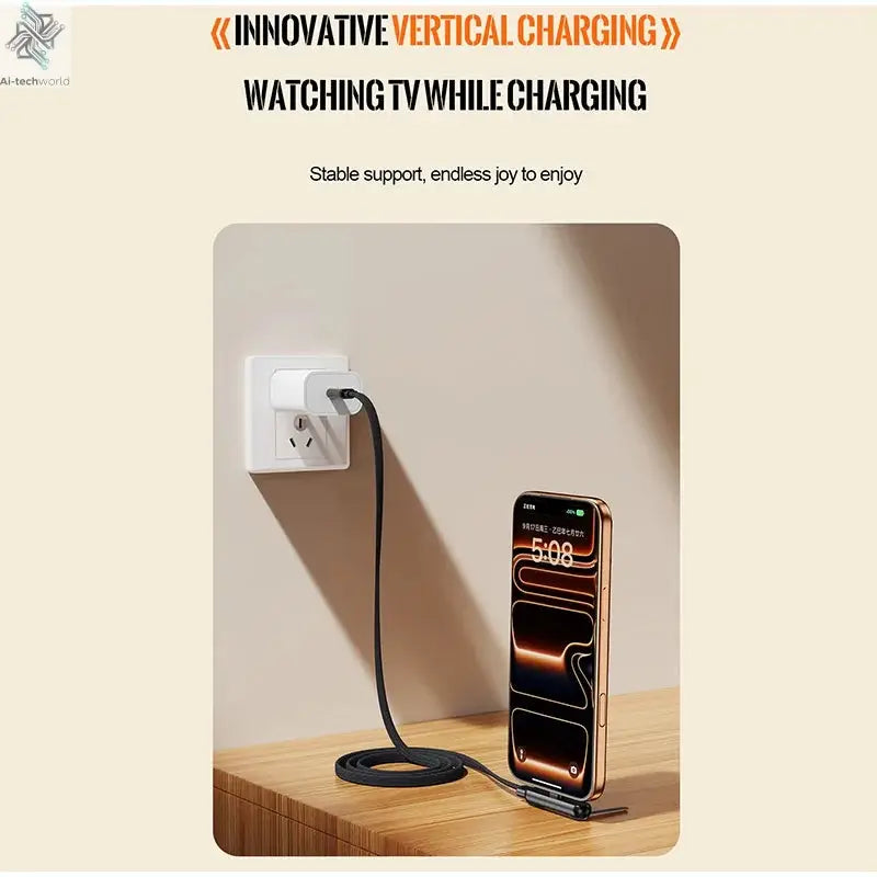 240W 90° Elbow Phone Holder Data Cable Foldable Type C To Type C Fast Charging Cable Data Wire For iPhone 17 Pro Xiaomi Samsung Ai-TechWorld 