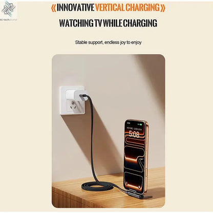 240W 90° Elbow Phone Holder Data Cable Foldable Type C To Type C Fast Charging Cable Data Wire For iPhone 17 Pro Xiaomi Samsung Ai-TechWorld 