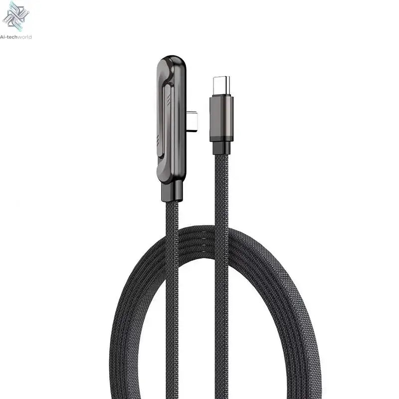 240W 90° Elbow Phone Holder Data Cable Foldable Type C To Type C Fast Charging Cable Data Wire For iPhone 17 Pro Xiaomi Samsung Ai-TechWorld 