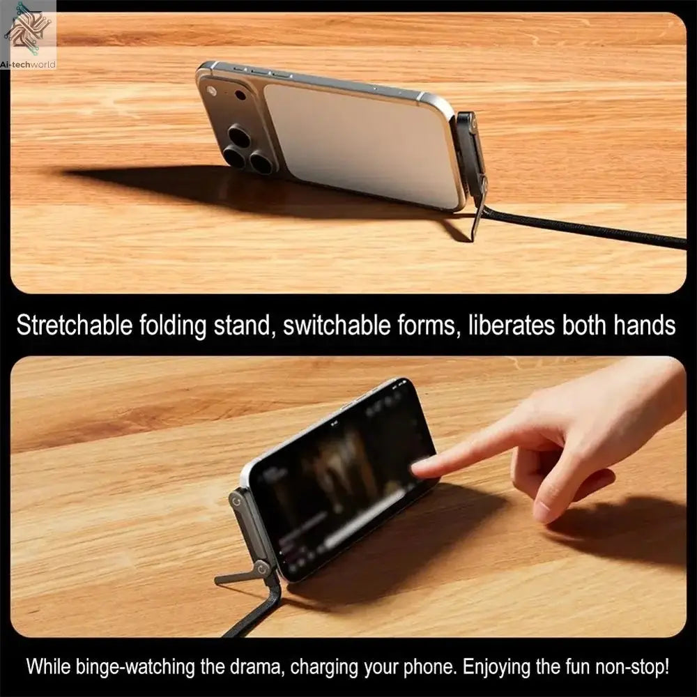 240W Fast Charging Foldable Phone Holder Data Cable Fast Charging Cable Phone Tablet Foldable Holder 2-in-1 Ai-TechWorld 