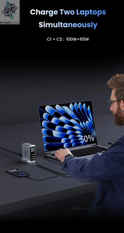 240W GaN Charger PD3.1 140W USB Type C 6 Ports PPS PD Desktop Fast Charging Station for MacBook Laptops Tablet iPhone Samsung Ai-TechWorld 