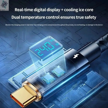 240W PD Fast Charging Type C to Type C Cable 100W Digital Display USB to Type C Cable For Xiaomi HUAWEI Macbook iPad - Ai-TechWorld