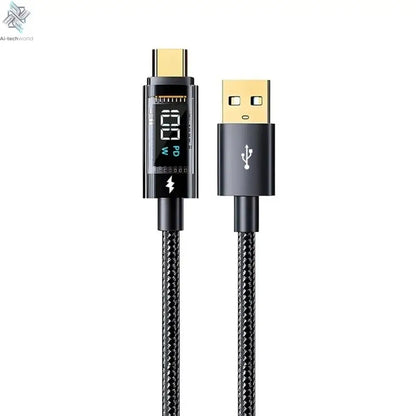 240W PD Fast Charging Type C to Type C Cable 100W Digital Display USB to Type C Cable For Xiaomi HUAWEI Macbook iPad - Ai-TechWorld