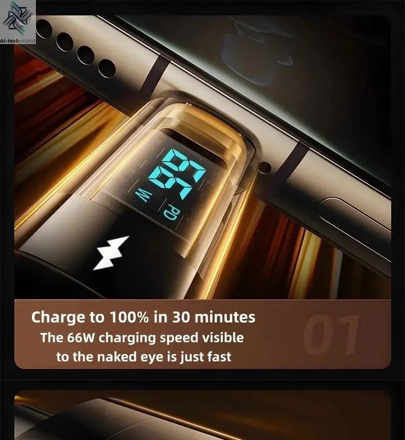 240W PD Fast Charging Type C to Type C Cable 100W Digital Display USB to Type C Cable For Xiaomi HUAWEI Macbook iPad - Ai-TechWorld