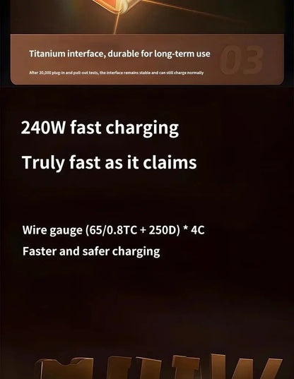 240W PD Fast Charging Type C to Type C Cable 100W Digital Display USB to Type C Cable For Xiaomi HUAWEI Macbook iPad - Ai-TechWorld