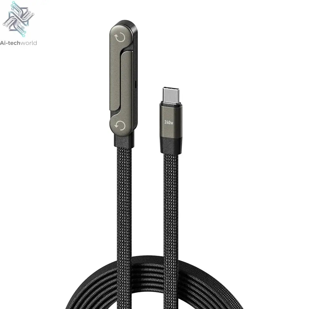 240W Stand Charging Cable, 2-in-1 with Phone Holder for Gaming/Videos, Compatible with iPhone 15-17 & Huawei Ai-TechWorld 