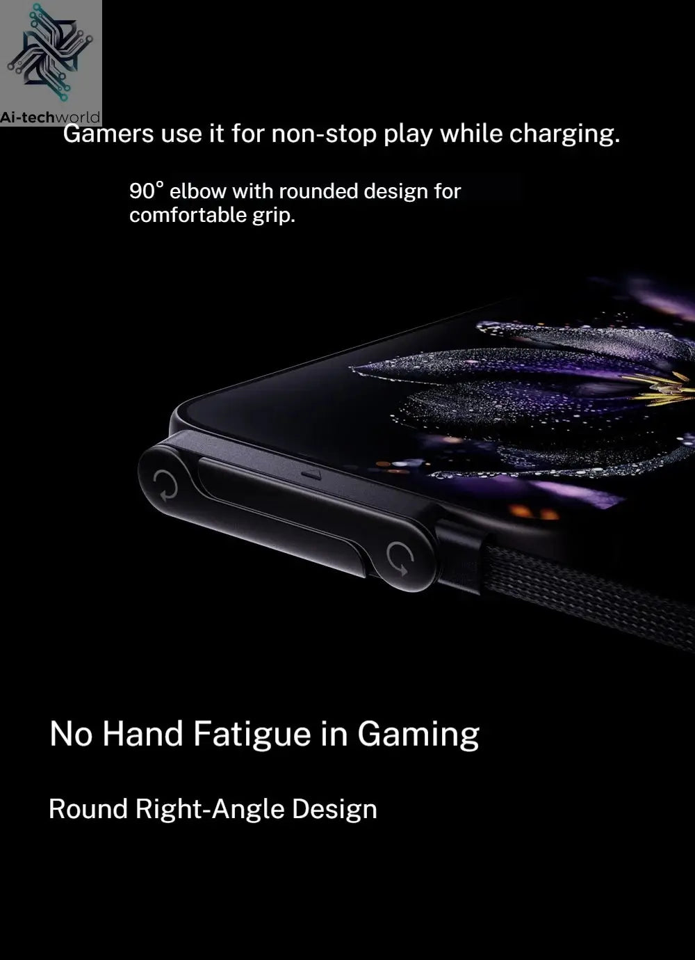240W Stand Charging Cable, 2-in-1 with Phone Holder for Gaming/Videos, Compatible with iPhone 15-17 & Huawei Ai-TechWorld 