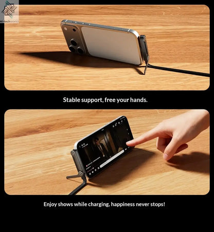 240W Stand Charging Cable, 2-in-1 with Phone Holder for Gaming/Videos, Compatible with iPhone 15-17 & Huawei Ai-TechWorld 