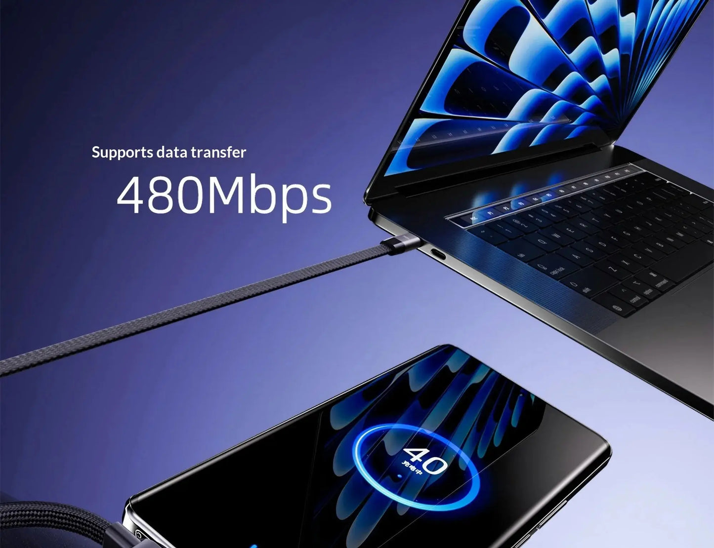 240W Stand Charging Cable, 2-in-1 with Phone Holder for Gaming/Videos, Compatible with iPhone 15-17 & Huawei Ai-TechWorld 