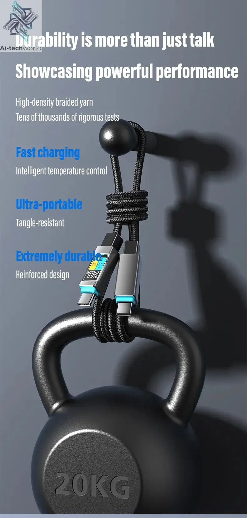 240W Type-C to Type-C Fast Charging Data Cable for iPhone 15 16 17 pro max Samsung Huawei Xiaomi OPPO Phone - Ai-TechWorld