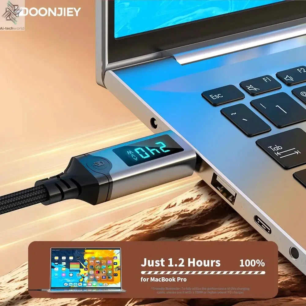 240W USB 5 Cable Type C Fast Charging Cord 80Gbps Data Transfer 16K60Hz With LED Display for Thunderbolt5/4 Monitor Laptop - Ai-TechWorld