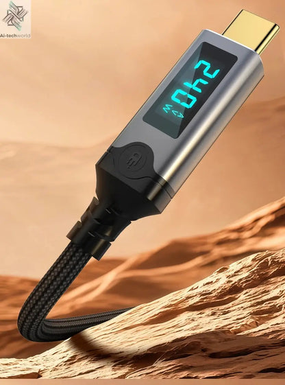 240W USB 5 Cable Type C Fast Charging Cord 80Gbps Data Transfer 16K60Hz With LED Display for Thunderbolt5/4 Monitor Laptop - Ai-TechWorld