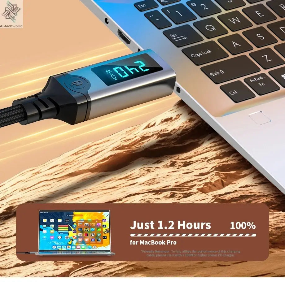 240W USB 5 Cable Type C Fast Charging Cord 80Gbps Data Transfer 16K60Hz With LED Display for Thunderbolt5/4 Monitor Laptop - Ai-TechWorld