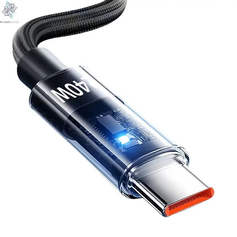 240W USB Type C Super Fast Charging Cable For iPhone Samsung Huawei Xiaomi LED Digital Display Nylon USB C Charger Data Cord Ai-TechWorld 