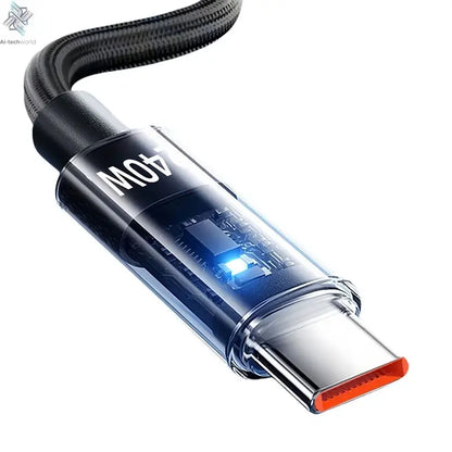 240W USB Type C Super Fast Charging Cable For iPhone Samsung Huawei Xiaomi LED Digital Display Nylon USB C Charger Data Cord Ai-TechWorld 
