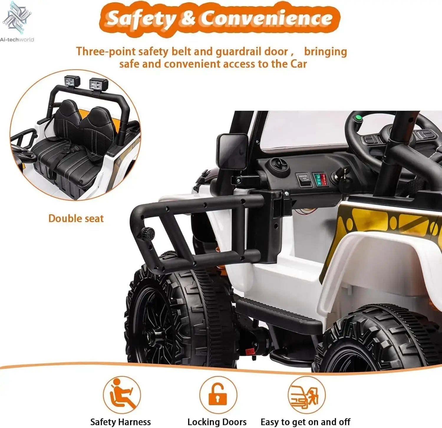 24V 2 Seater Ride On Car for Kids Electric Truck with Remote Control Ride on Truck w/ 4-Wheeler Suspension 4WD Battery Powered Ai-TechWorld 
