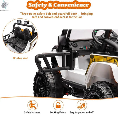 24V 2 Seater Ride On Car for Kids Electric Truck with Remote Control Ride on Truck w/ 4-Wheeler Suspension 4WD Battery Powered Ai-TechWorld 
