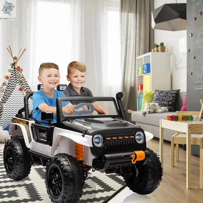 24V 2 Seater Ride On Car for Kids Electric Truck with Remote Control Ride on Truck w/ 4-Wheeler Suspension 4WD Battery Powered Ai-TechWorld 