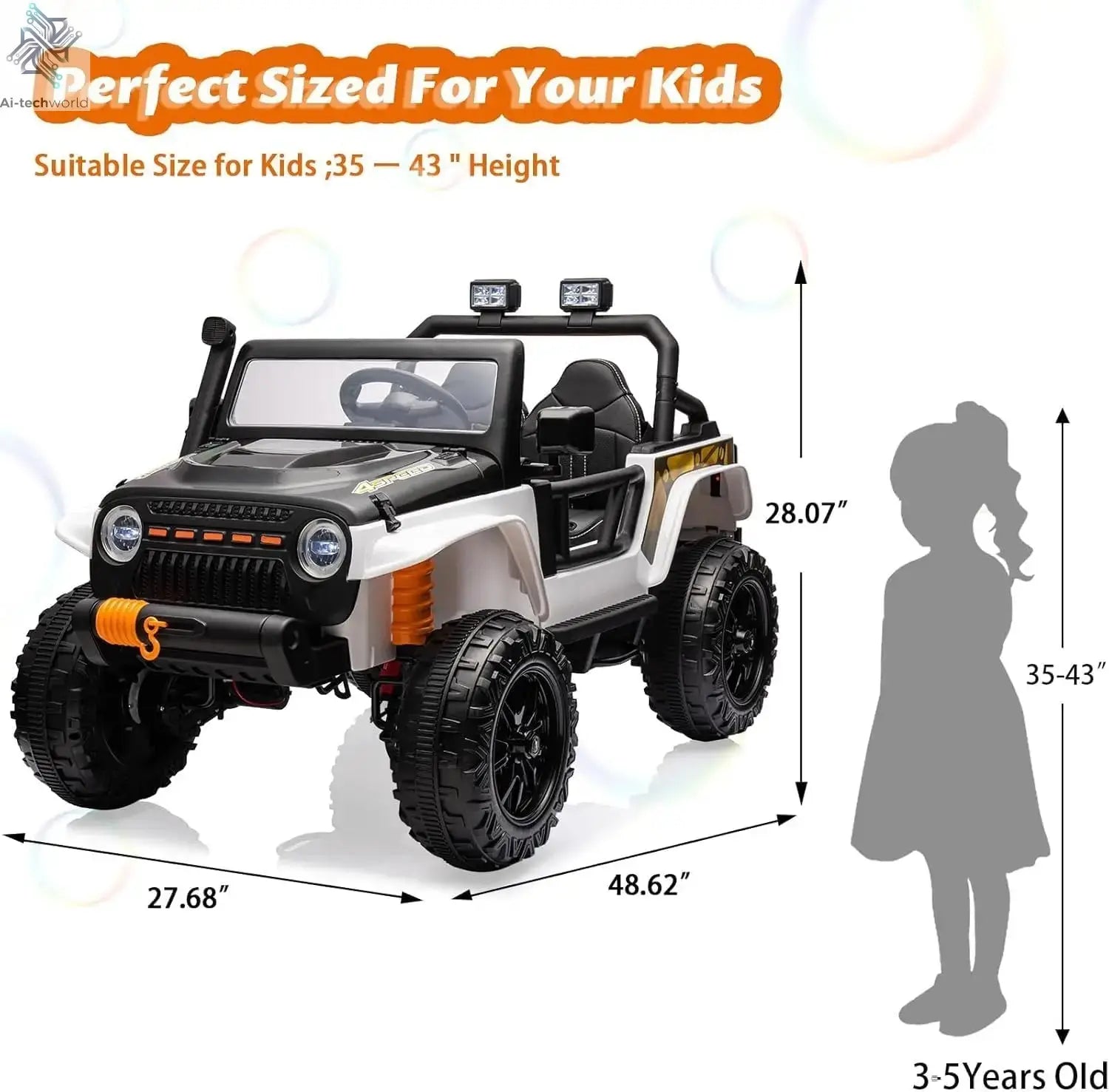 24V 2 Seater Ride On Car for Kids Electric Truck with Remote Control Ride on Truck w/ 4-Wheeler Suspension 4WD Battery Powered Ai-TechWorld 