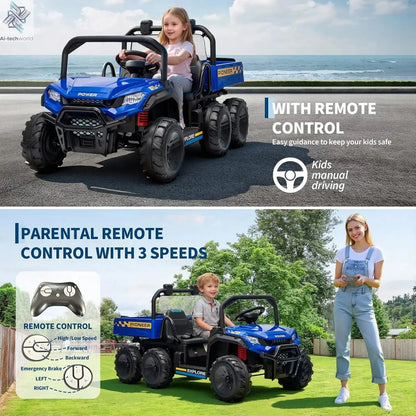 24V 2 Seater Ride on Dump Truck, 4WD Electric Car with Remote Control,Dump Bed,3 Speed Modes, Music Player,Toy for Boys & Girls - Ai-TechWorld
