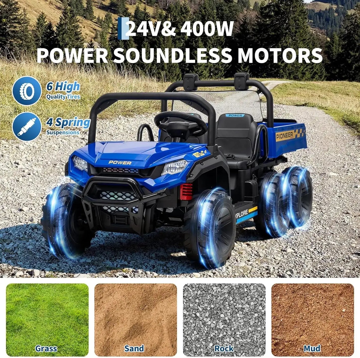 24V 2 Seater Ride on Dump Truck, 4WD Electric Car with Remote Control,Dump Bed,3 Speed Modes, Music Player,Toy for Boys & Girls - Ai-TechWorld