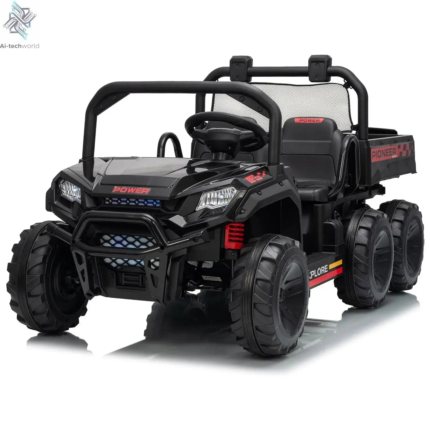 24V 2 Seater Ride on Dump Truck, 4WD Electric Car with Remote Control,Dump Bed,3 Speed Modes, Music Player,Toy for Boys & Girls - Ai-TechWorld