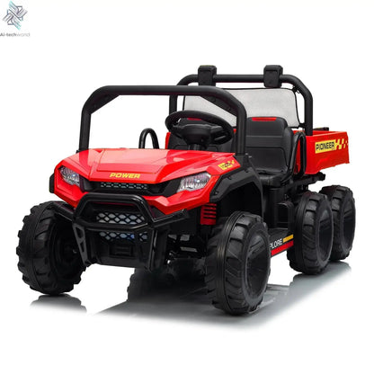24V 4WD All-Terrain Kids Ride On Dump Truck Parental Remote Control 3 Speeds 2-Seater Off-Road Toy Car For Boys Girls - Ai-TechWorld