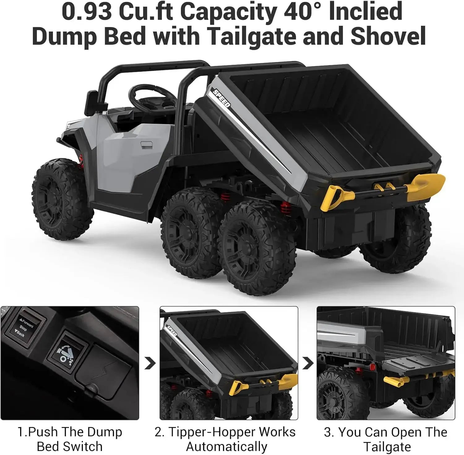 24V 4WD Electric Ride On Dump Truck with Remote Control 2-Seater Kids Ride On Car Music Player & LED Lights Birthday Gift - Ai-TechWorld