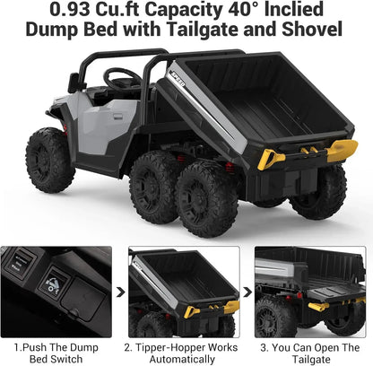 24V 4WD Electric Ride On Dump Truck with Remote Control 2-Seater Kids Ride On Car Music Player & LED Lights Birthday Gift - Ai-TechWorld