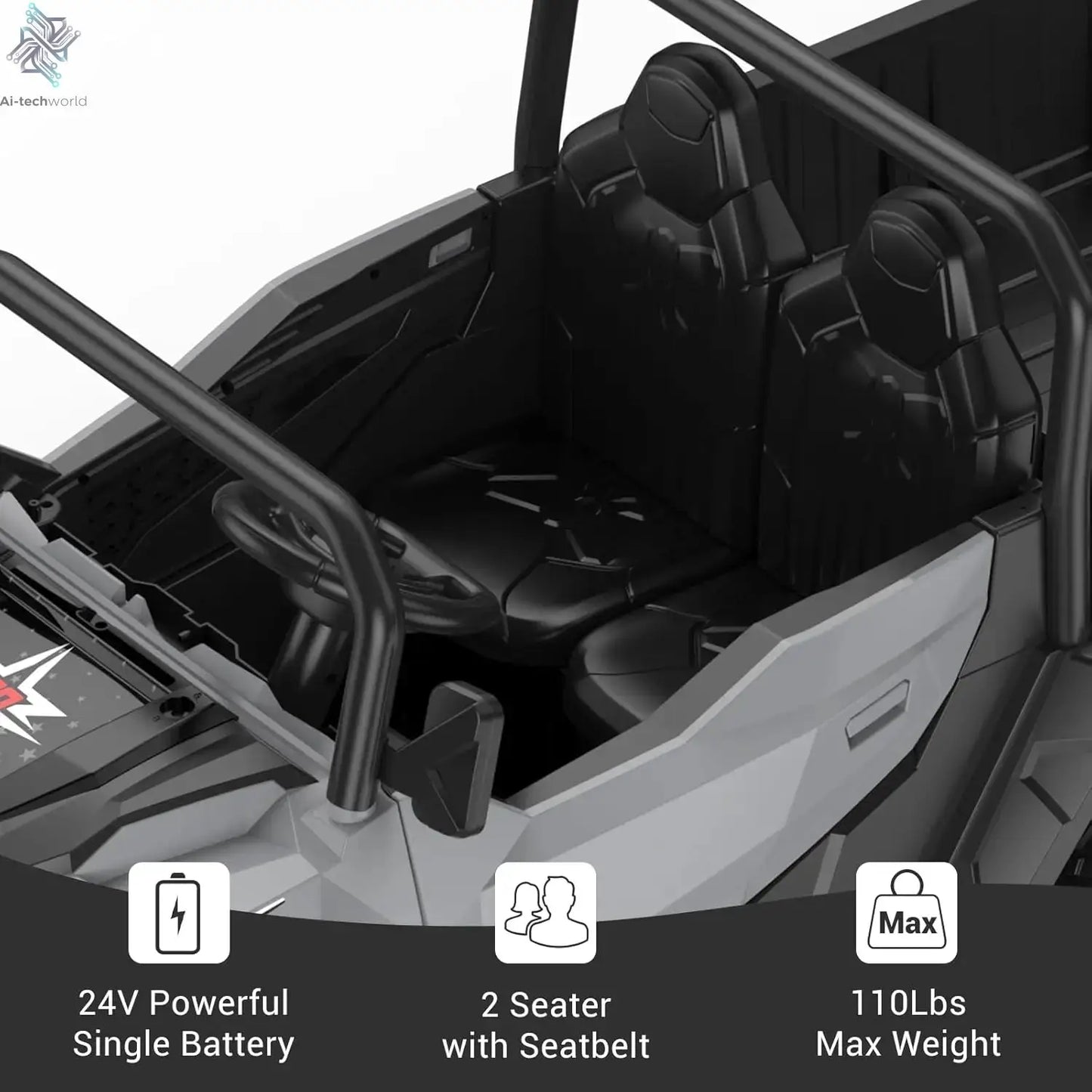 24V 4WD Electric Ride On Dump Truck with Remote Control 2-Seater Kids Ride On Car Music Player & LED Lights Birthday Gift - Ai-TechWorld