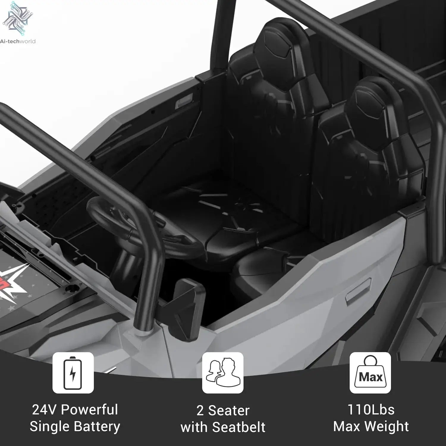 24V 4WD Electric Ride On Dump Truck with Remote Control 2-Seater Kids Ride On Car Music Player & LED Lights Birthday Gift - Ai-TechWorld