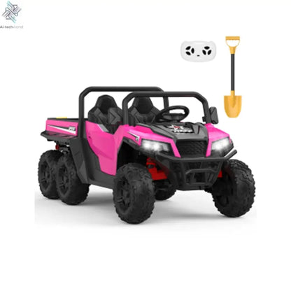 24V 4WD Electric Ride On Dump Truck with Remote Control 2-Seater Kids Ride On Car Music Player & LED Lights Birthday Gift - Ai-TechWorld