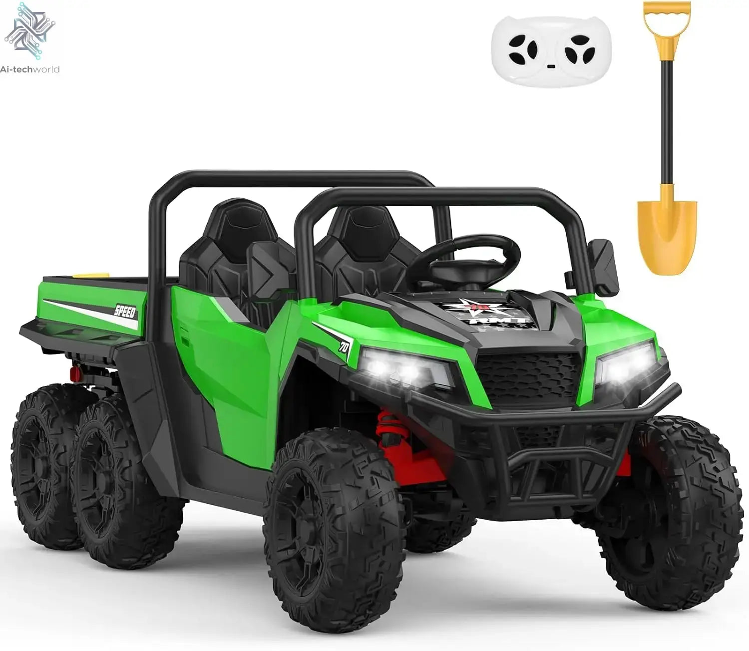 24V 4WD Electric Ride On Dump Truck with Remote Control 2-Seater Kids Ride On Car Music Player & LED Lights Birthday Gift - Ai-TechWorld