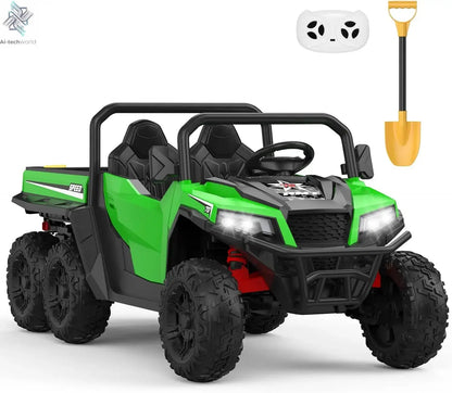 24V 4WD Electric Ride On Dump Truck with Remote Control 2-Seater Kids Ride On Car Music Player & LED Lights Birthday Gift - Ai-TechWorld