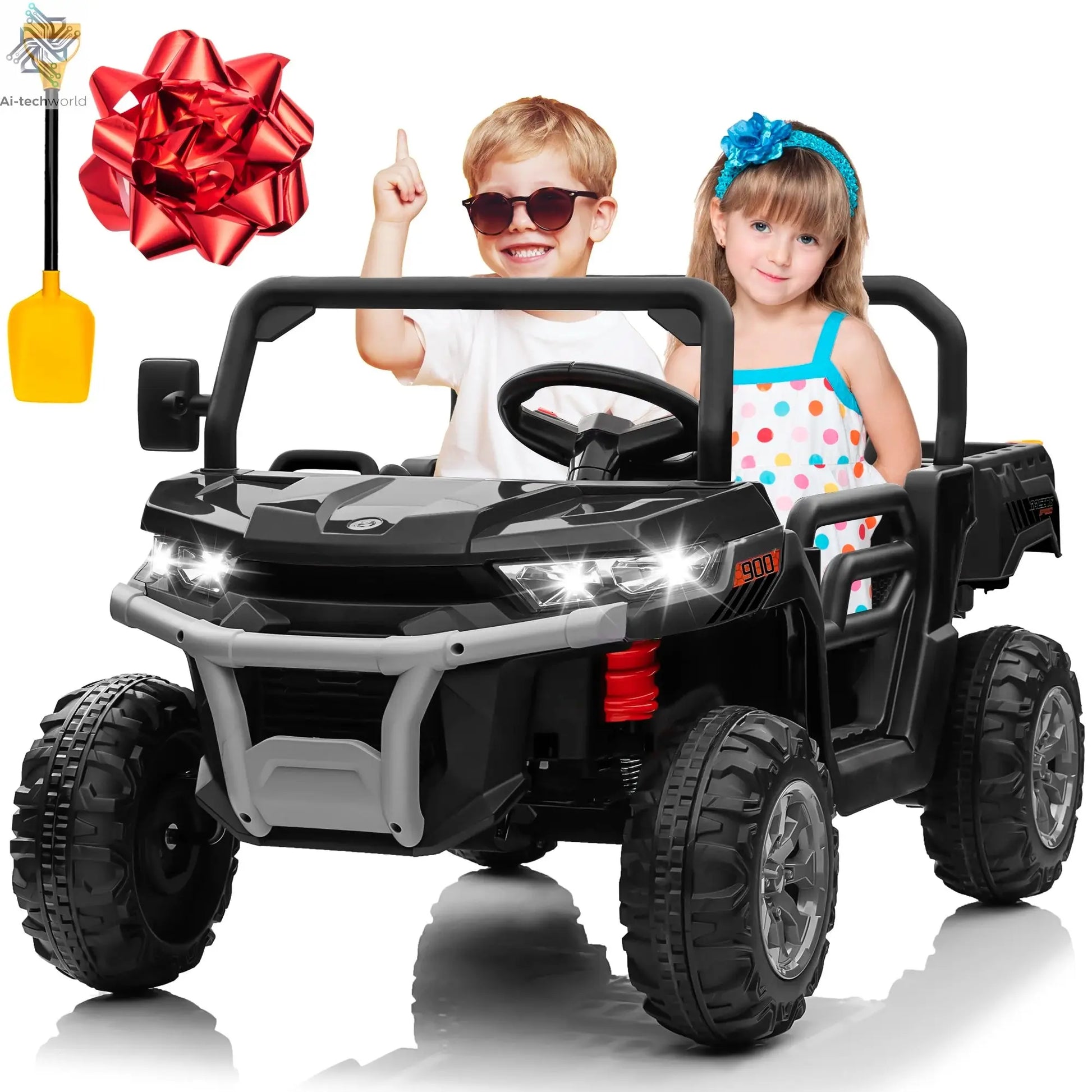24V Ride on Dump Truck, 2 Seater Kids UTV Electric Car w/2.4G Remote Control, 4 Wheeler, Bluetooth Music, LED Lights, 24 Volt Ba - Ai-TechWorld
