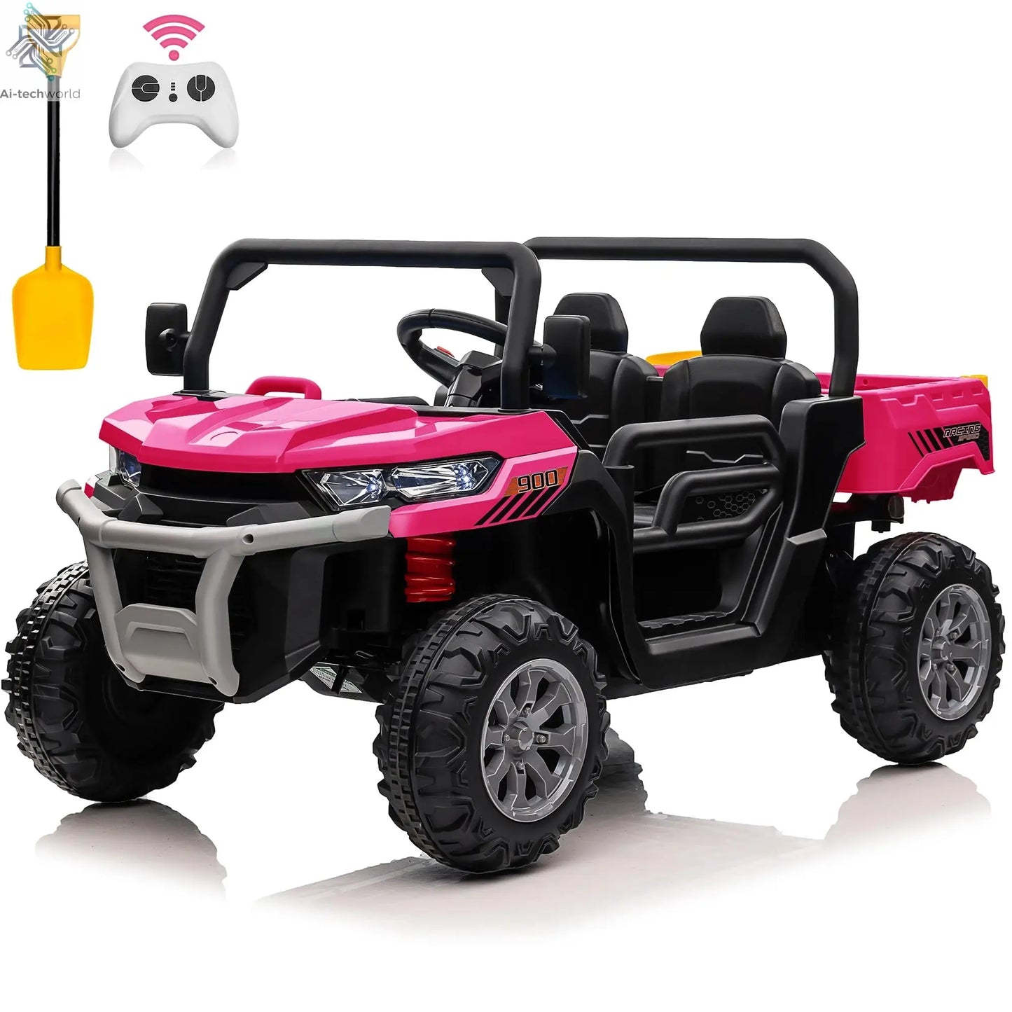 24V Ride on Dump Truck, 2 Seater Kids UTV Electric Car w/2.4G Remote Control, 4 Wheeler, Bluetooth Music, LED Lights, 24 Volt Ba - Ai-TechWorld