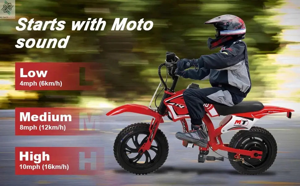 25V Electric Dirt Bike 200W Electric Motorcycle Up to 10MPH & 7 Miles Long Range 3-Speed Modes Motorcycle for Kids Ages 3-10 Ai-TechWorld 