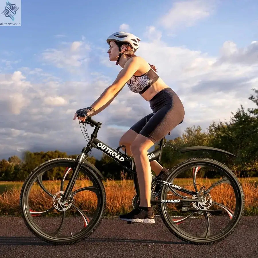 26 Inch Folding Mountain Bike with 21 Speeds and Full Suspension for Adults Featuring Dual Disc Brakes High Carbon Steel Frame Ai-TechWorld 
