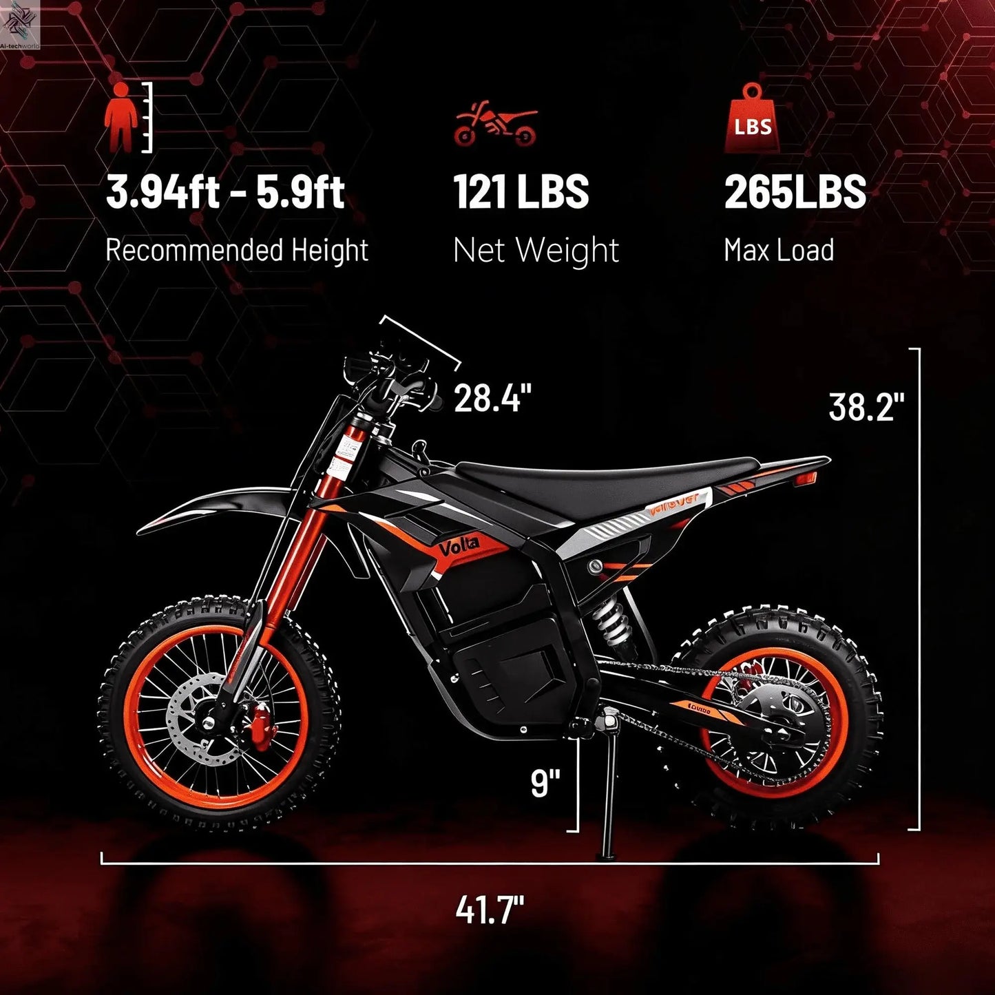 2600W Adult /Teen Electric MINI Dirt Bike, 31MPH Top Speed, 35 Mile Range, 48V 20Ah Battery, 14"/12"Tires, Dual Hydraulic Brakes Ai-TechWorld 