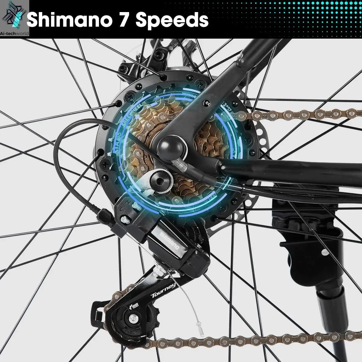 26" Electric Mountain Bike – 500W Motor, Removable Battery, 20 MPH, 7 - Speed - Ai - TechWorld