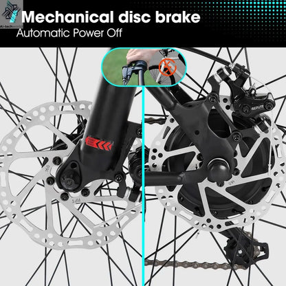 26" Electric Mountain Bike – 500W Motor, Removable Battery, 20 MPH, 7 - Speed - Ai - TechWorld