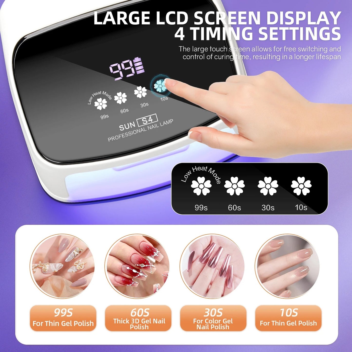 288W Professional Rechargeable Nail UV LED Lamp Dryer HD Display Smart Wireless Nail Drying Lamp for Fast Dry Curing Polish Gel Ai-TechWorld