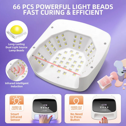 288W Professional Rechargeable Nail UV LED Lamp Dryer HD Display Smart Wireless Nail Drying Lamp for Fast Dry Curing Polish Gel Ai-TechWorld