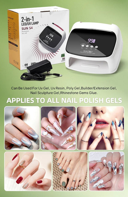 288W Professional Rechargeable Nail UV LED Lamp Dryer HD Display Smart Wireless Nail Drying Lamp for Fast Dry Curing Polish Gel Ai-TechWorld