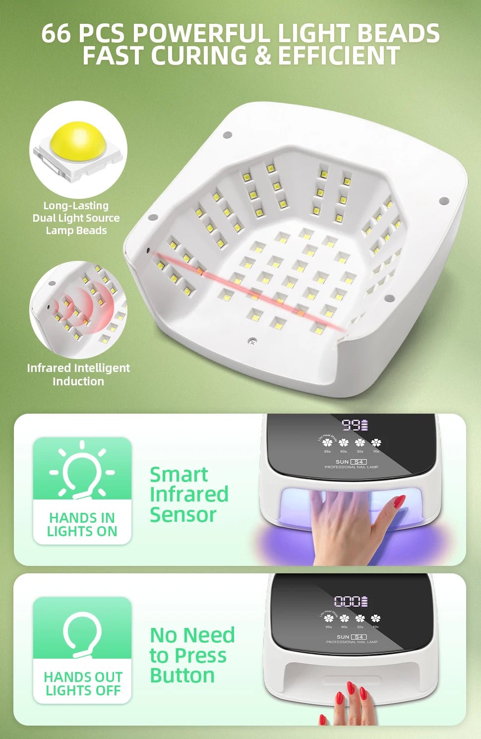 288W Professional Rechargeable Nail UV LED Lamp Dryer HD Display Smart Wireless Nail Drying Lamp for Fast Dry Curing Polish Gel Ai-TechWorld