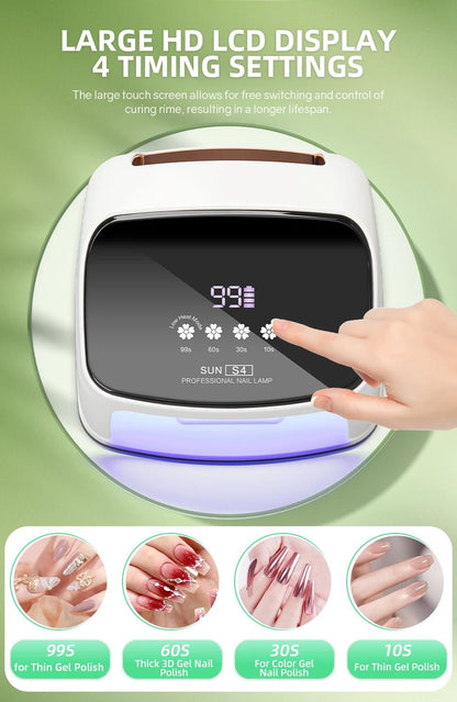 288W Professional Rechargeable Nail UV LED Lamp Dryer HD Display Smart Wireless Nail Drying Lamp for Fast Dry Curing Polish Gel Ai-TechWorld